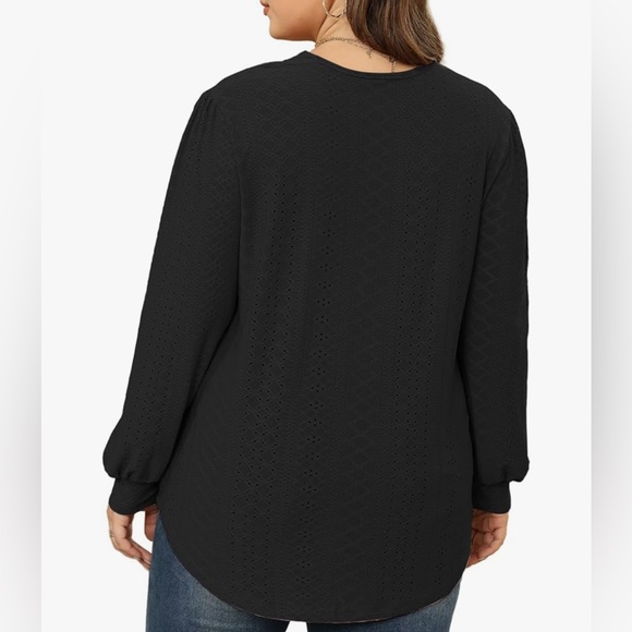Lantern Long Sleeve Tunics 2X Plus-Size-Tops Lace V Neck Shirts Casual - Picture 4 of 10